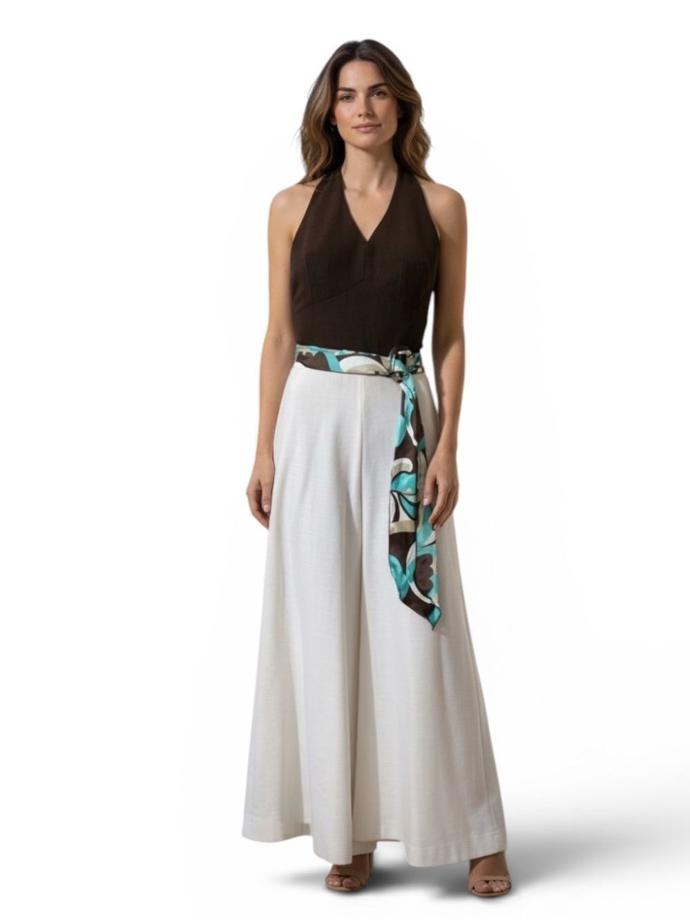 Vintage 60’s / 70’s Wide Leg Belted Halter Jumpsuit